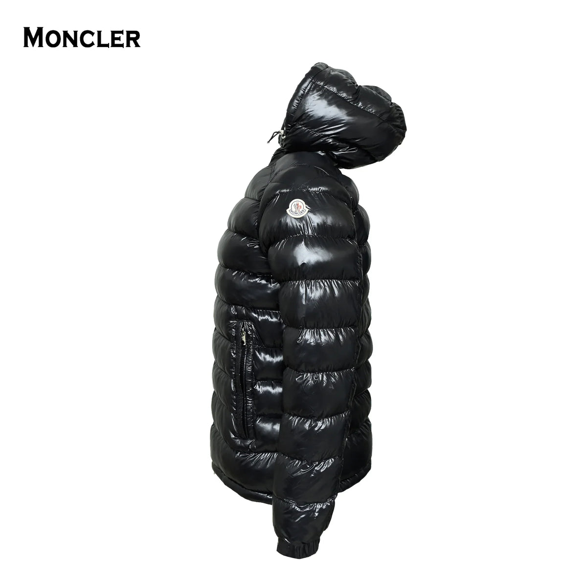 جاكيت MONCLER بافر ماستر أوريجينال إيطالي أسود لامع ببرنيطة - متجر ديستنتو
