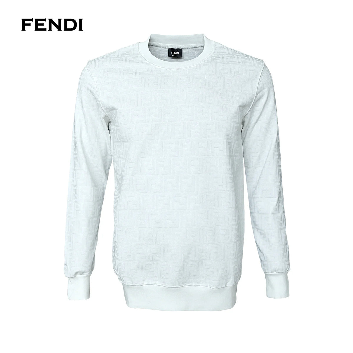 سويت شيرت FENDI رجالي ميرور أوريجينال إيطالي أبيض منقوش - متجر ديستنتو