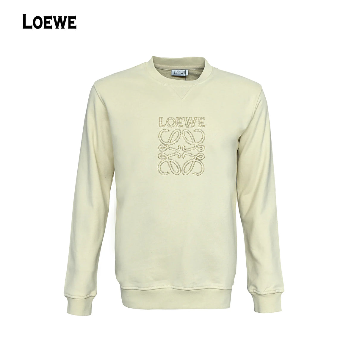 سويت شيرت LOEWE رجالي ميرور أوريجينال برتغالي بيج سكري مطرز - متجر ديستنتو